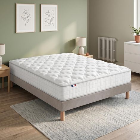 Ensemble matelas ressorts SPECTRE sommier deco taupe 140x190 (1/5)