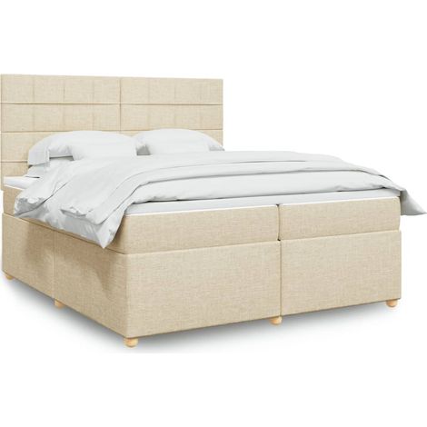 Boxspringbett mit Matratze Creme 200x200 cm Stoff (1/5)