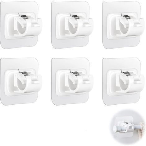 Set mit 6 selbstklebenden Gardinenstangenhalterungen für Zuhause, Badezimmer, Hotel, Kleiderschrank (1/5)