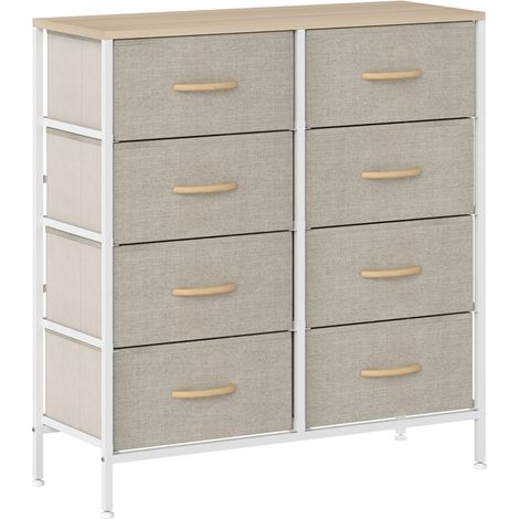 Fabric Chest of Drawers, Industrial Bedroom Dresser with 8 Fabric Drawers, Steel Frame and Wooden Top for Nursery, Living Room, Hallway, Maple Wood-effect (1/4)
