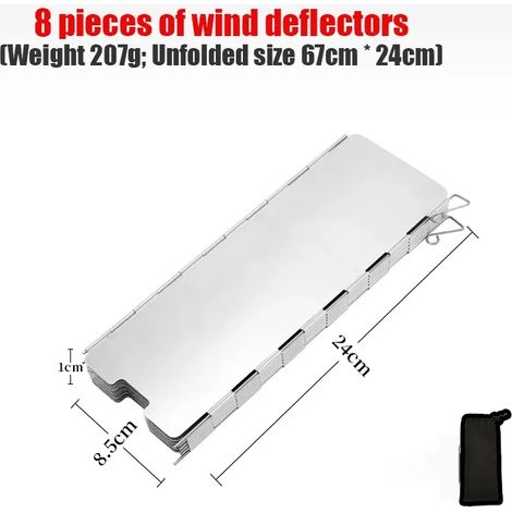 Réchaud de camping portable d'extérieur avec déflecteur de vent ultraléger et pliable en alliage d'aluminium, 8/10 broches et sac en tissu inclus. (1/5)