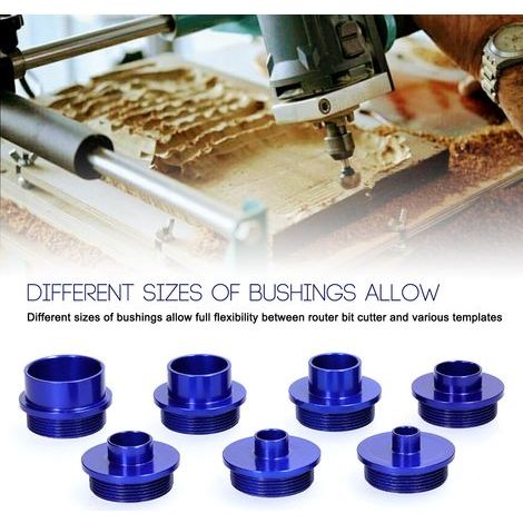 Set of 10 guide bushings for milling cutter jigs, aluminum alloy bushings for engraving machines, suitable for woodworking. (1/5)