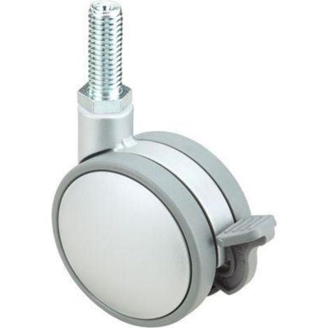 rueda giratora espiga roscada m8x15 freno 50dkpf50 nylon-plateada (1/2)