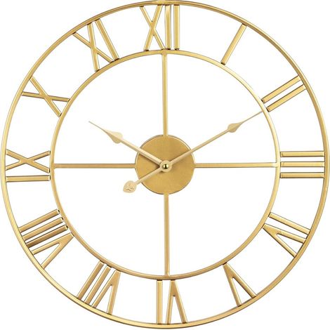 Sinbinta – Horloge murale silencieuse 50cm – Chiffres romains modernes en métal – Design squelettique sans tic-tac – Pour salon, cuisine, chambre (1/5)
