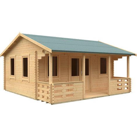 18x14 The Addlington 44mm Cabin - L535 x W415 x H293.2 cm - Solid Wood/Softwood/Pine - Natural