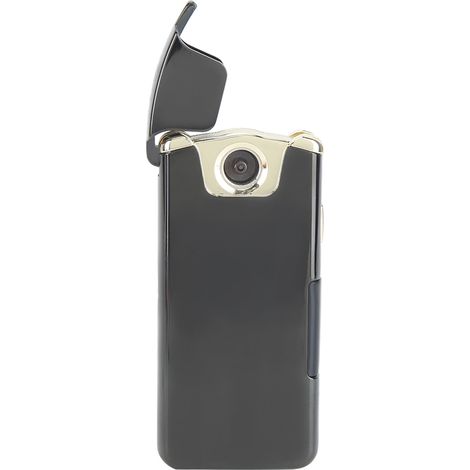 Briquet électrique USB à double arc rechargeable coupe-vent avec affichage LED, noir (1/5)