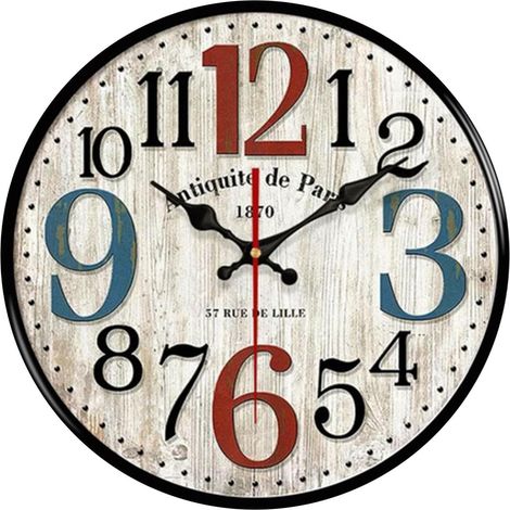 Reloj de pared de madera silencioso y decorativo, sin tictac, para salón, oficina, cafetería, sala de conferencias (no incluida), estilo D