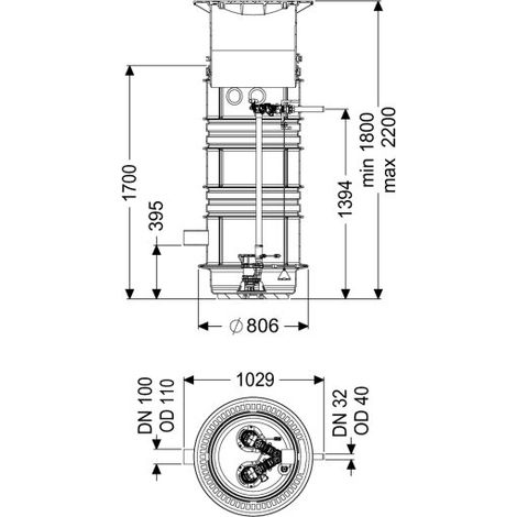 -Pumpstation Aquapump Medium Duo, GTF 600, 1800-2250 mm, Klasse B