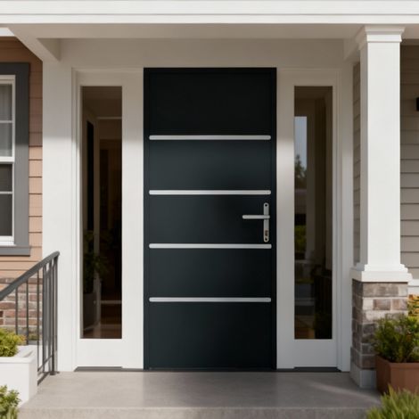 Porte d'entrée aluminium 96x218 cm anthracite X-Metal serrure multipoints (1/5)