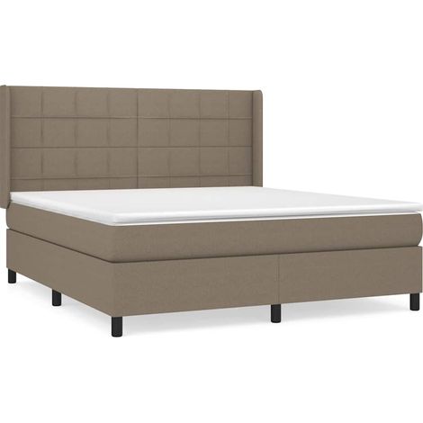 Maison Exclusive - Sommier à lattes de lit avec matelas Taupe 160x200 cm Tissu (1/5)
