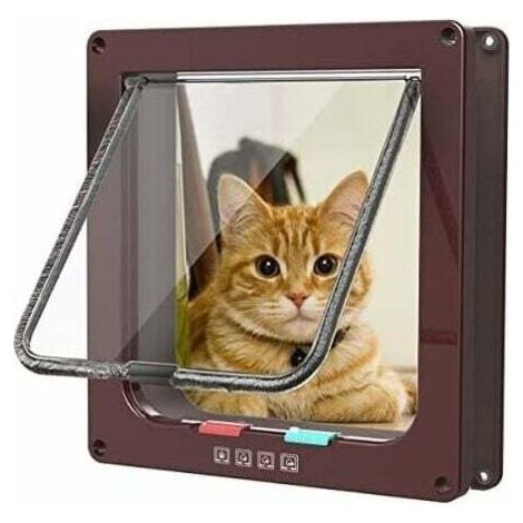 Chatière avec bande magnétique faible, porte pour chats et chiots, porte pour chats avec tunnel (19.7192cm, marron)