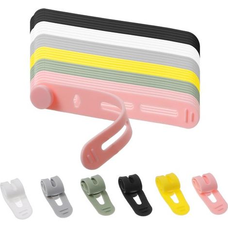 Attache-câbles - Lot de 30 - Organisateur de câbles - Boucles d'attache - Siliconen - Enrouleur de câble - Clips de câble - Gestion des câbles - Détachables - Élastiques - Réutilisables - 80 x 12 mm - (1/5)