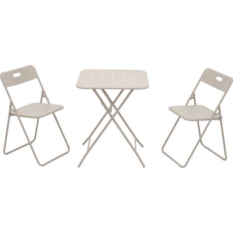 Salon de jardin pliant 2 places, ensemble bistrot extérieur 3 pièces avec 2 chaises pliantes et 1 table, mobilier de balcon en acier beige, résistant aux intempéries pour terrasse et jardin (1/5)