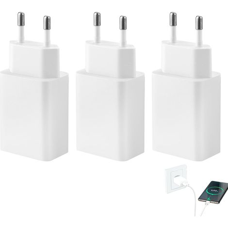 3 Pack 10W Prise USB Chargeur Kindle, 5V 2A Adaptateur USB Prise Chargeur Rapide, Bloc Chargeurs Secteur pour Téléphones Portables avec lPhone Galaxy Hua -wei LG X1aomiOP -PO (1/5)