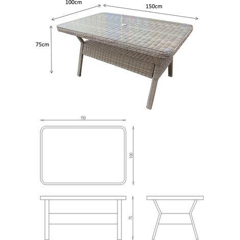 Signature Weave Alexandra Wicker Rectangular 6 Seater Dining Table Grey (1/2)
