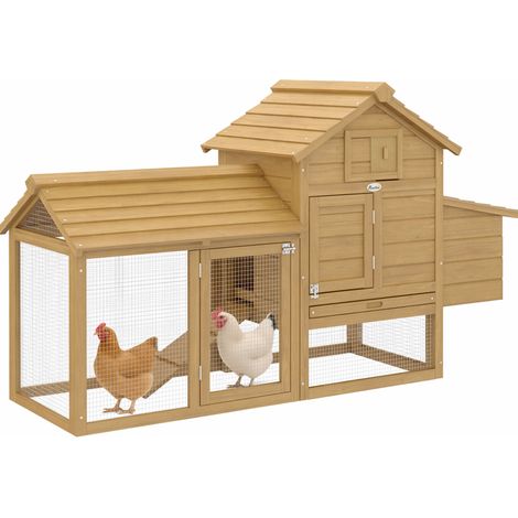 Poulailler en bois préfabriqué pour 2 poules avec enclos et pondoir, 151,5 x 54 x 87 cm (1/5)