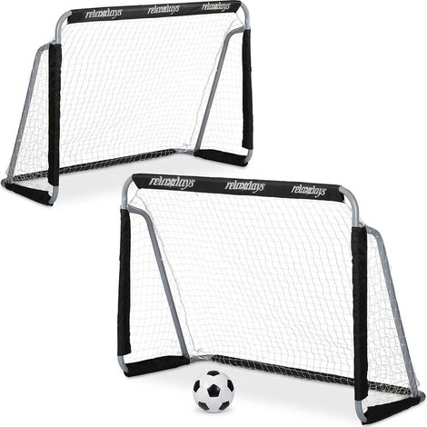 Relaxdays Fußballtor Garten, 2er Set, Kinder & Erwachsene, HBT: 110 x 150 x 75 cm, Metall, stabile Tore Fußball, schwarz