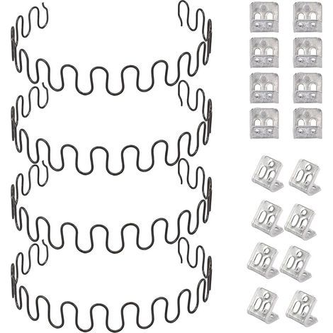 Ressorts de Rechange pour canapé 4 pièces 31in (78.74cm) avec 16 Clips en S, 4,0 Fils de diamètre Kit de réparation de Ressorts de canapé pour siège de décoration intérieure de Meubles (1/5)