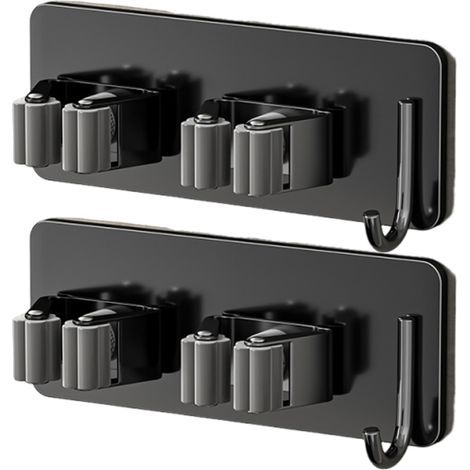 Porte - balai et vadrouille murale - support robuste en acier inoxydable avec crochet pratique idéal pour garage, cuisine, buanderie (1/5)