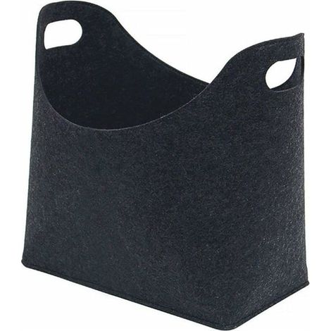 BRAVIX Panier de rangement pliable en feutre pour cheminée en bois de chauffage, sac à bûches, sac de transport en bois de cheminée, porte-revues (1/3)