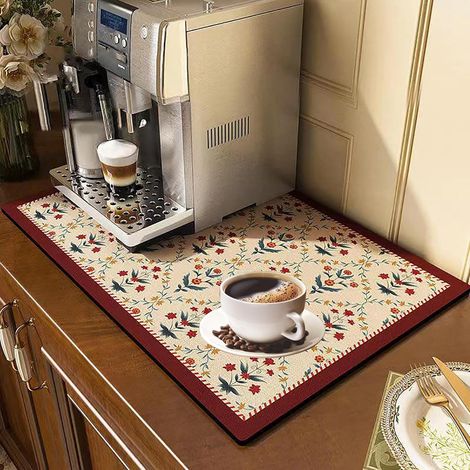 Tapis Egouttoir Vaisselle, 50×40 cm de Drainage Cuisine Super Absorbant, d'égouttement à Vaisselle Plat, Séchage Rapide Antidérapant pour Machine Café Bar -2 2 -'2'2'-