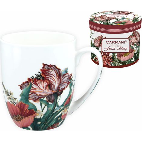 Carmani, tazza in porcellana t. Camio - storia floreale (1/4)