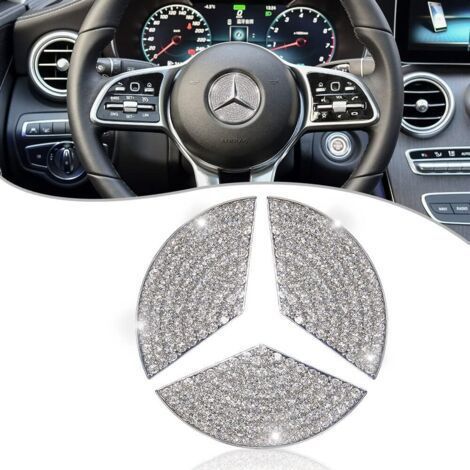 Cristal Bling Autocollant Accessoire Voiture Interieur 49mm Autocollant Logo Mercedes Benz Emblème de Volant pour A E S CLA CLS GLA GLB GLC GLE GLS SL (1/5)