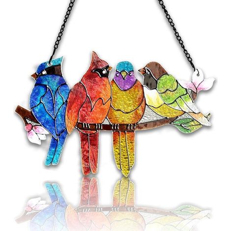 1 pieza, Vitral, Obra de arte decorativa en vidrio, Adornos hechos de vidrio pintado a mano, Añade un toque de color a tu interior (1/5)