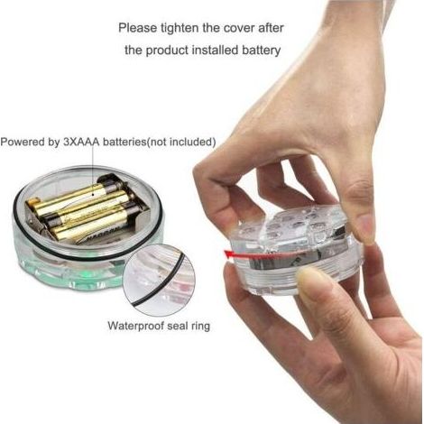 Ahlsen Lot de 4 lampes submersibles pour fontaine, spa, éclairage LED sans fil à infrarouge pour base de vase, fleurs, aquarium, piscine, étang, mariage, fête, baignoire (1/5)