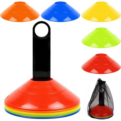 Lot de 22pcs Plots de Marquage Cônes de Football Ronds avec Support (1/5)