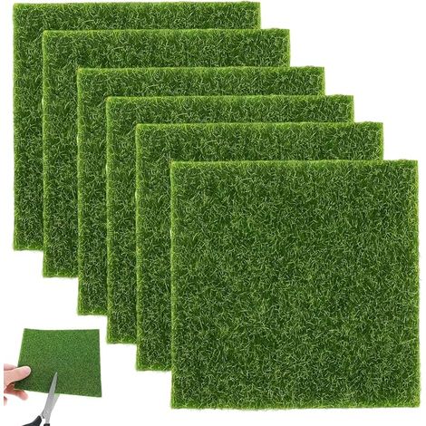 Mini Gazons, 15 x 15 cm Fausse Pelouse Extérieur Simulation, Herbe de Mousse Miniature pour Maison, Paysage DIY, Jardin, Vert (1/5)