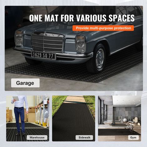 Rouleau sol caoutchouc motif diamant, tapis garage 3 mm x 1.2 m x 4.6 m, SBR, facile entretien, sous voiture atelier gym, noir (1/5)