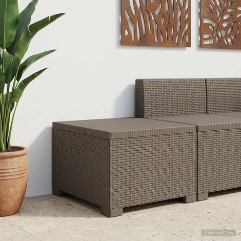 Canapé de jardin 1 place fauteuil d'extérieur aspect rotin PP résistant Gris clair - PANGIVO (1/5)