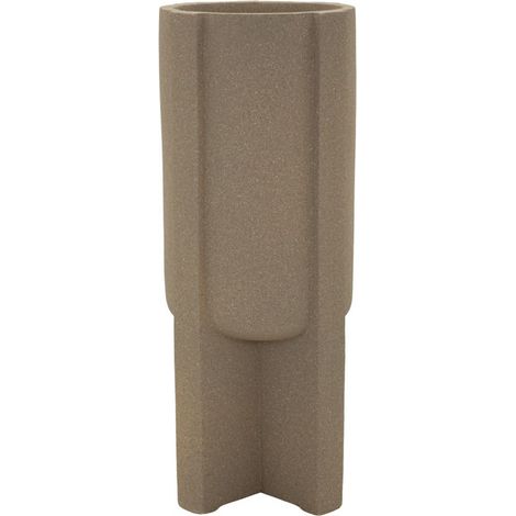 Portavaso Moai grande da esterno in resina marrone