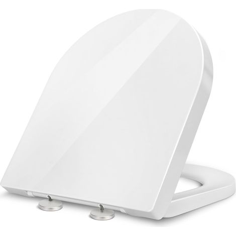 Abattant WC Forme D, Urée Formaldéhyde Cuvette Toilette, Lunette WC avec Fermeture Douce et Libération Rapide, Lunette de Toilette Universelle, D Siège de Toilette Peut Supporter 200Kg Blanche (1/5)
