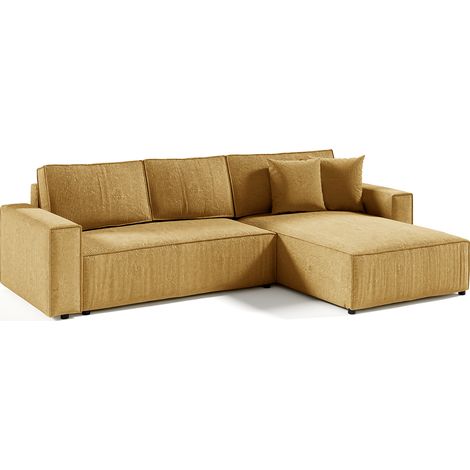4-Sitzer-Wende-Ecksofa mit Truhe Isaac aus Cord Gelb