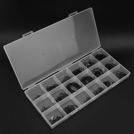 225-teiliges Set mit C-Clips, schwarz geschwärzt, aus Kohlenstoffstahl, Lochwellen-Sprengring-Sicherungsringen (1/5)