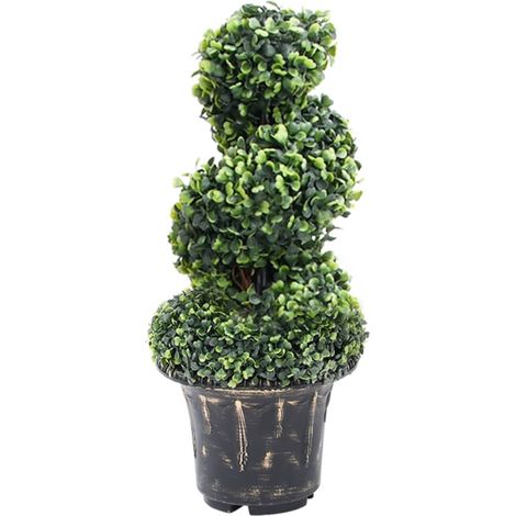 Planta espiral de Boj artificial con macetero verde 59 cm