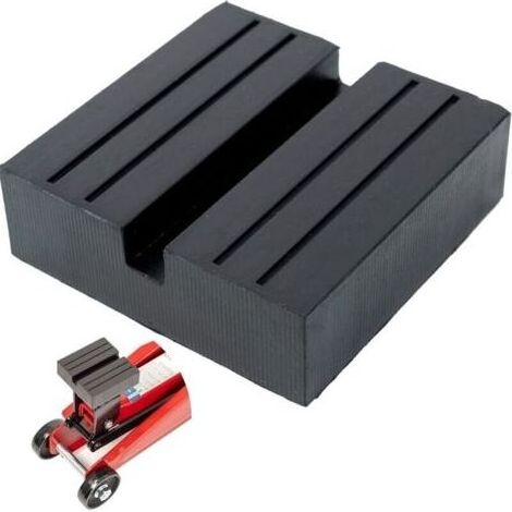 Support Universel en Caoutchouc pour cric, Support 75x75x25 mm avec dcoupe en U, cric antidrapant pour la manuvre des crics, Noir (1/5)