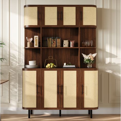 Credenza 120 x 20 x 180 cm in MDF color noce, con contenitore moderno per soggiorno FloraGrace (1/5)