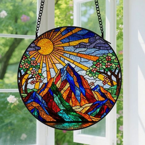 Suspension en vitrail, attrape-soleil unique élégant, décoration jardin fenêtre, cadeau Noël, Anniversaire pour couple, ami, amie 16 cm (1/5)