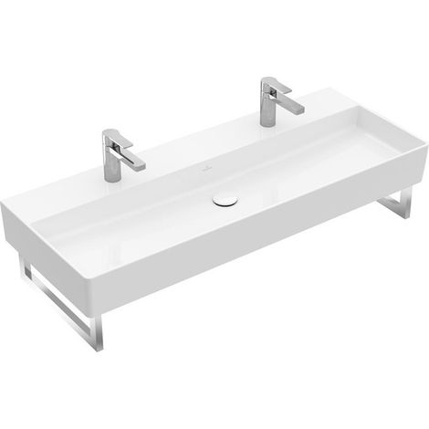 Memento 2.0, Lavabos muraux, 1200 x 470 mm, Rectangulaire, pour deux robinetteries monotrou , trou s de robinetterie percés,avec trop-plein, TitanCeram