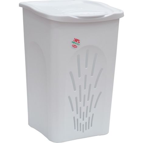 1PZ PORTABIANCHERIA 'TRAFORATO' Lt. 50 cm 37 x 37 x H 56 bianco