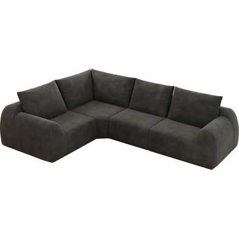 Divano angolare 267x200x85 cm in tessuto grigio scuro salvaspazio FloraGrace (1/5)