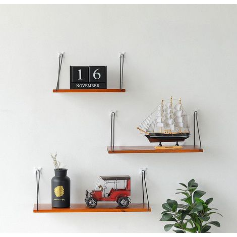 Mensole da Muro, Set di 3 Mensola da Parete in Legno per Camera da Letto, Soggiorno, Cucina, Ufficio a Casa, Lavanderia