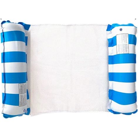 (Bleu) Chaise longue gonflable pliable, idéale pour les fêtes au bord de la piscine et la détente à la plage, avec dossier en filet. (1/3)
