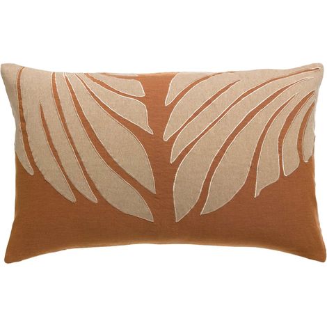 VIVARAISE - Coussin Vivaraise Nilos - Moutarde, lin-coton, 40x65 cm (1/4)
