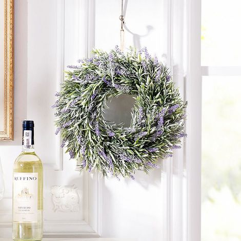 Artificial Lavender Hanging Wreath Flower Lush Topiary, Purple (1/5)
