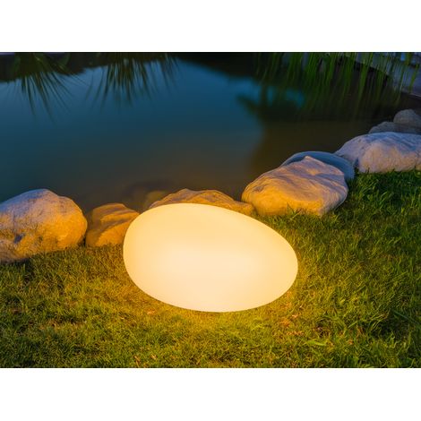 LED Solar Deko Steinleuchte mit RGB Farbwechsel über Touch, Breite 40cm