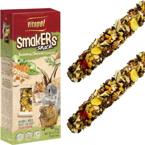 Futter, Stick für Nagetiere und Kaninchen Brokkoli Smakers Vitapol 2 Stück.